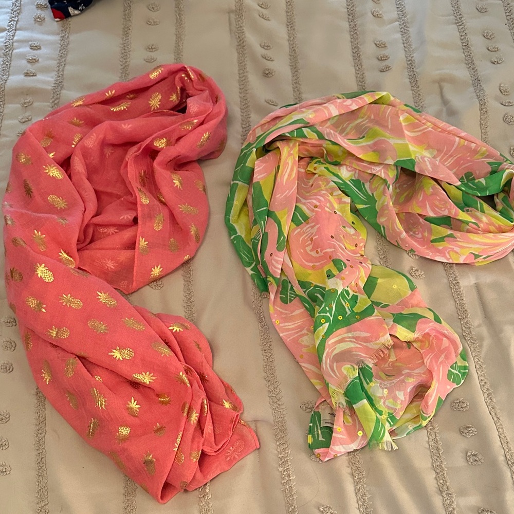 Lilly Pulitzer Pink and Green Scarf Set
